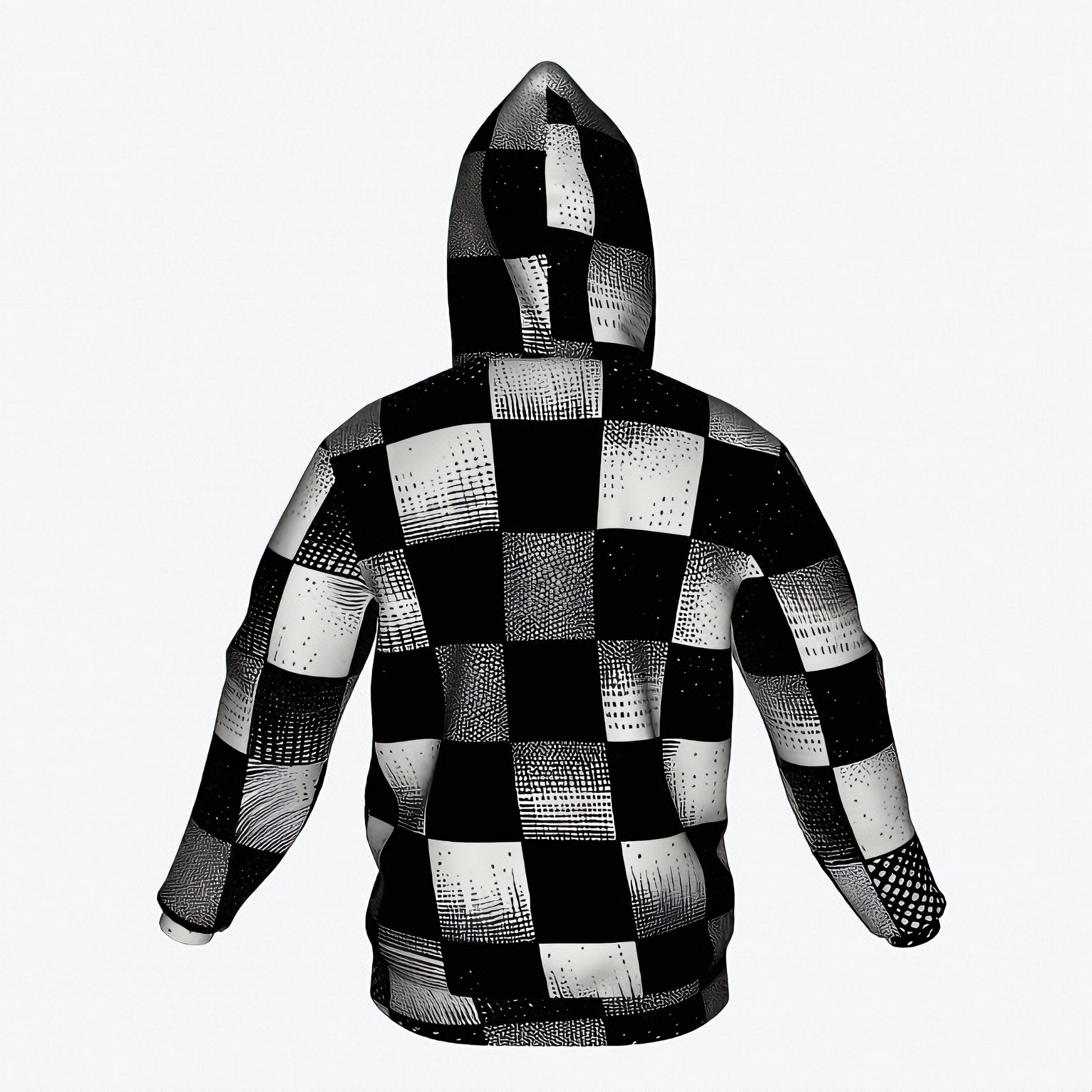 Adult black and white checkered hoodie with NOK branding