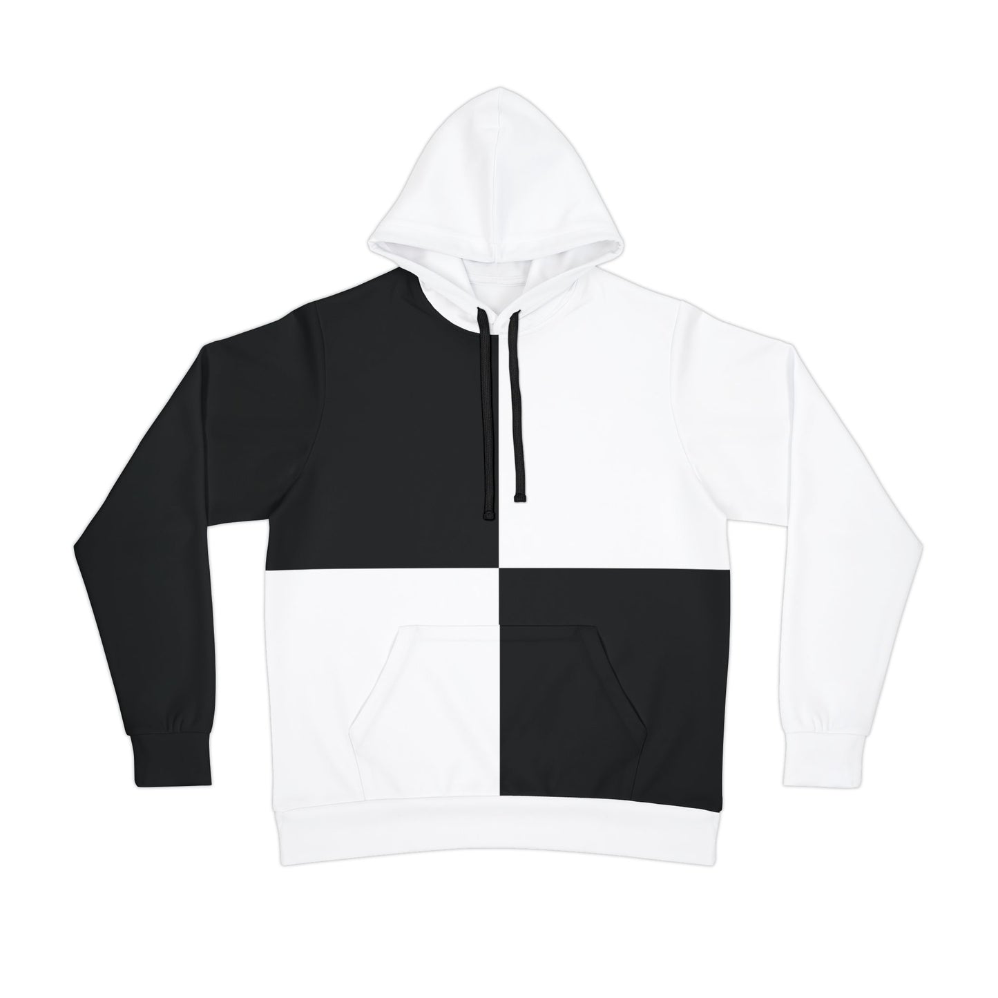 Front view of the NOKSTYLE Break Free Hoodie, displaying bold black and white checkered style.