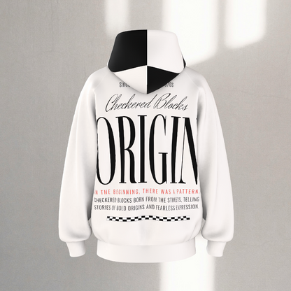 Checkered Blocks Origin Hoodie by NOK Style – Bold Streetwear Design