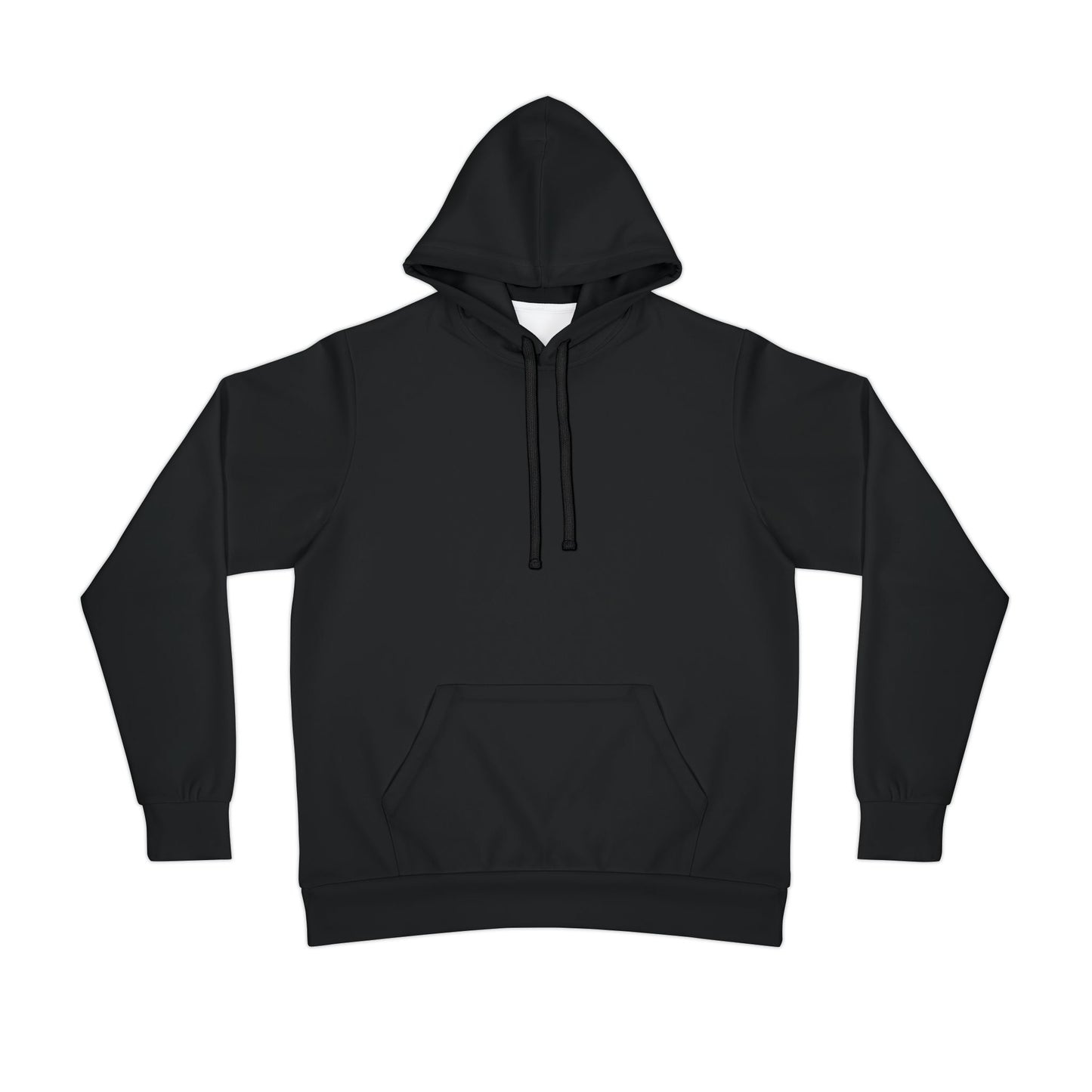 Flat lay of a black hoodie with a clean, minimalistic front, perfect for showcasing bold streetwear graphics on the back.