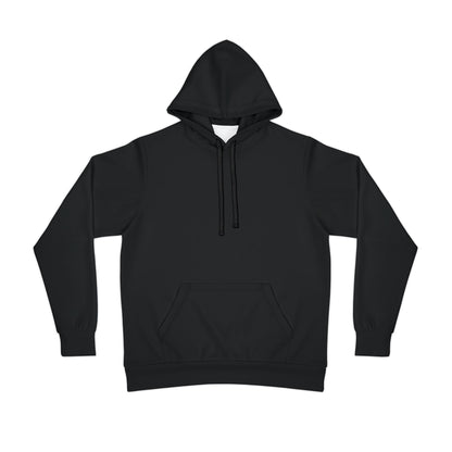 Flat lay of a black hoodie with a clean, minimalistic front, perfect for showcasing bold streetwear graphics on the back.