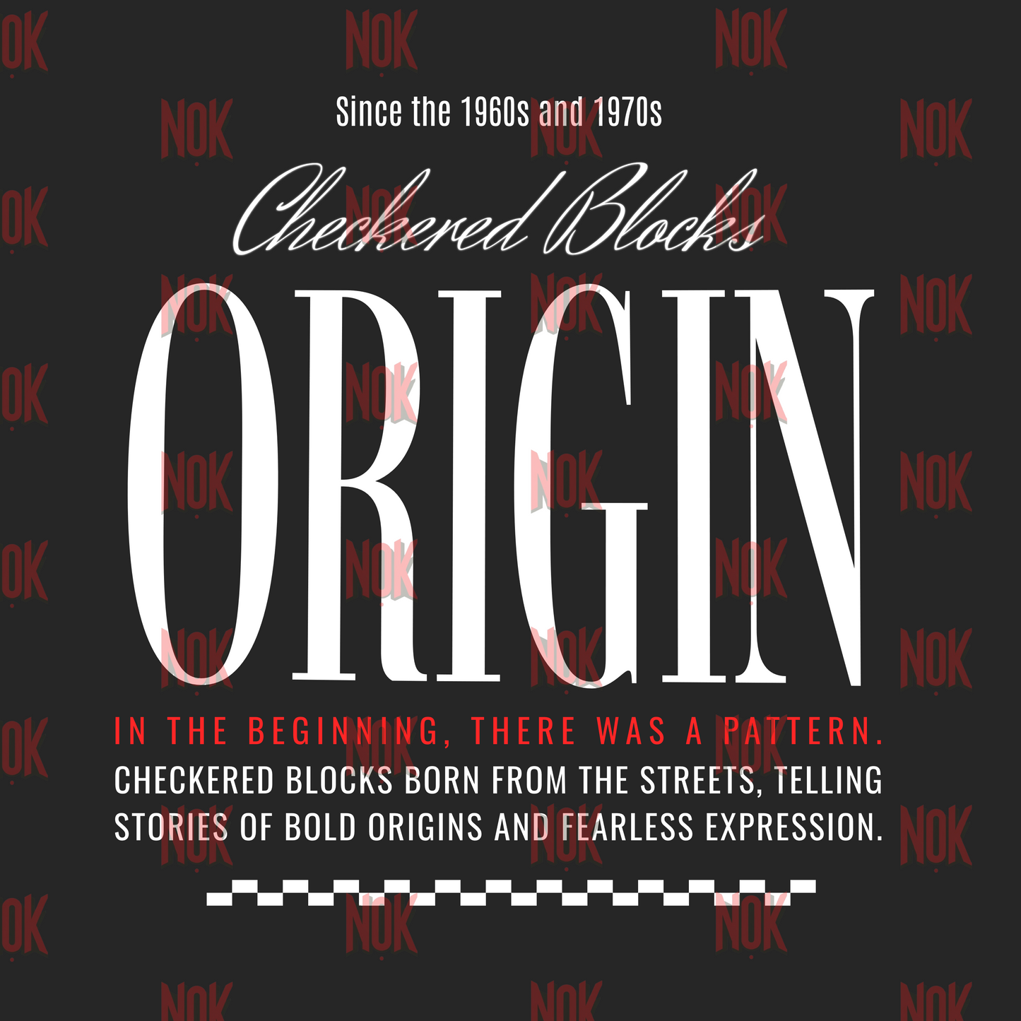 Checkered Blocks Origin T-Shirt for Adults by NOK Style