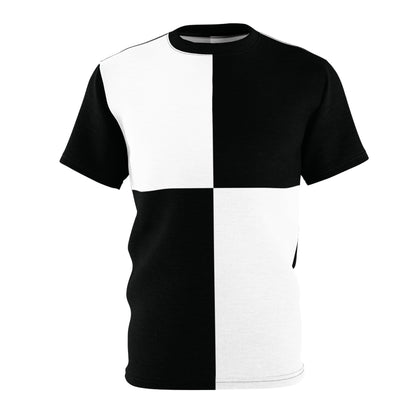 Front view of NOK Style's Skeleton Step T-Shirt for adults featuring bold black and white contrast design.