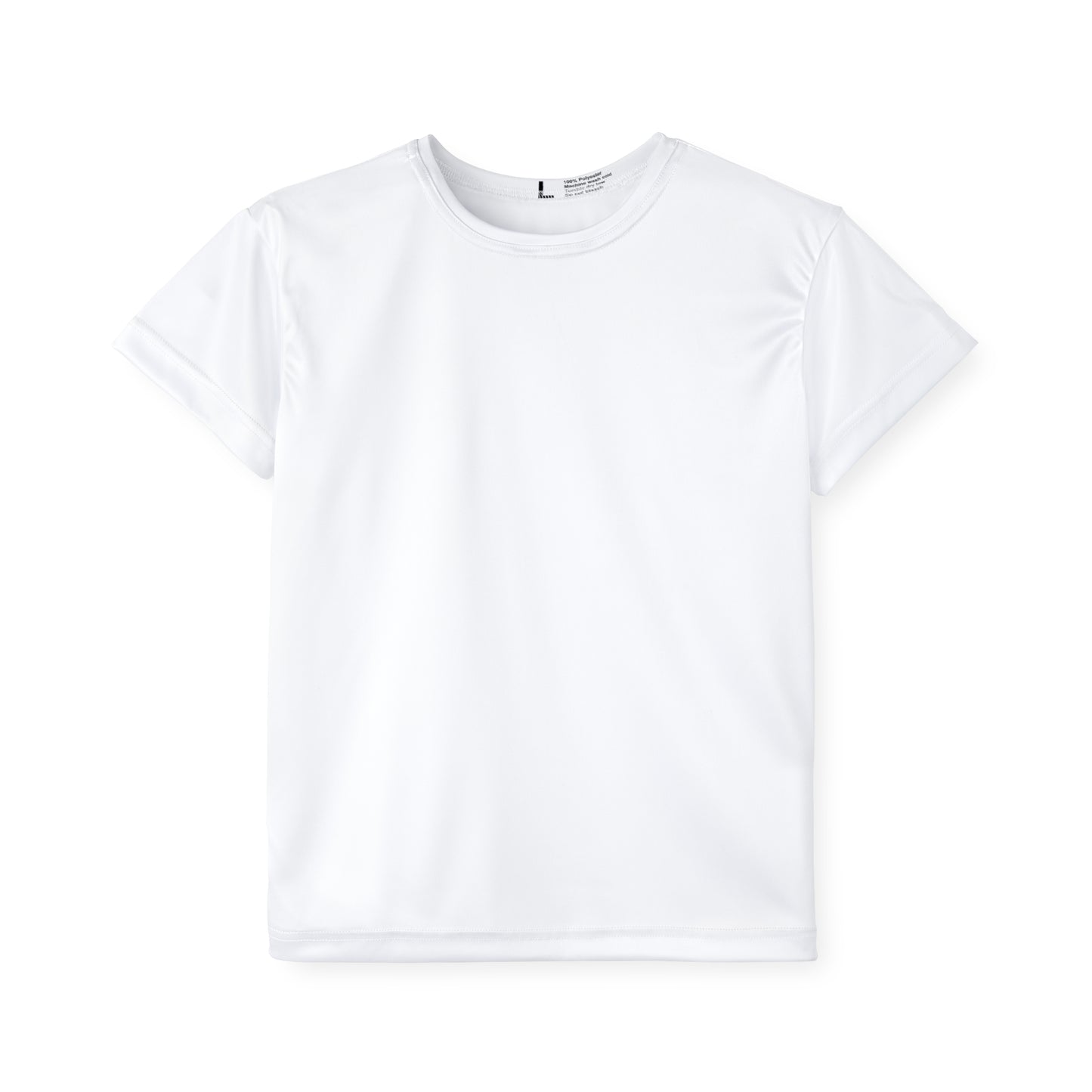 Front view of kids white T-shirt featuring a clean, minimalist design perfect for personalization.