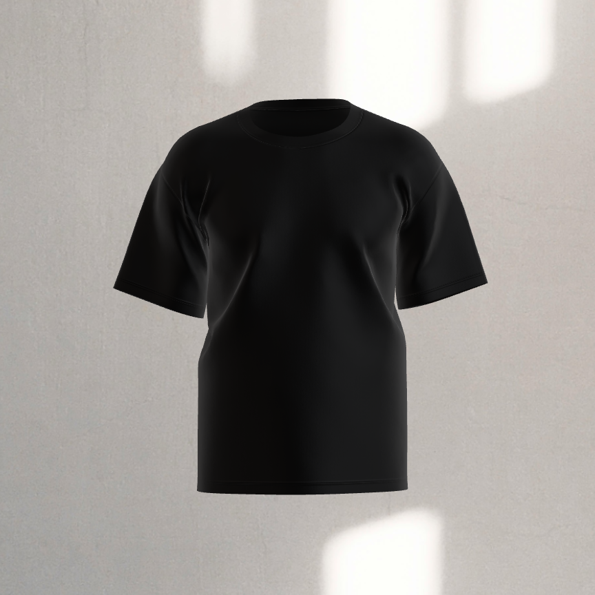 Front view of the Love Loud, Live Bold black T-shirt featuring a sleek minimalist design.