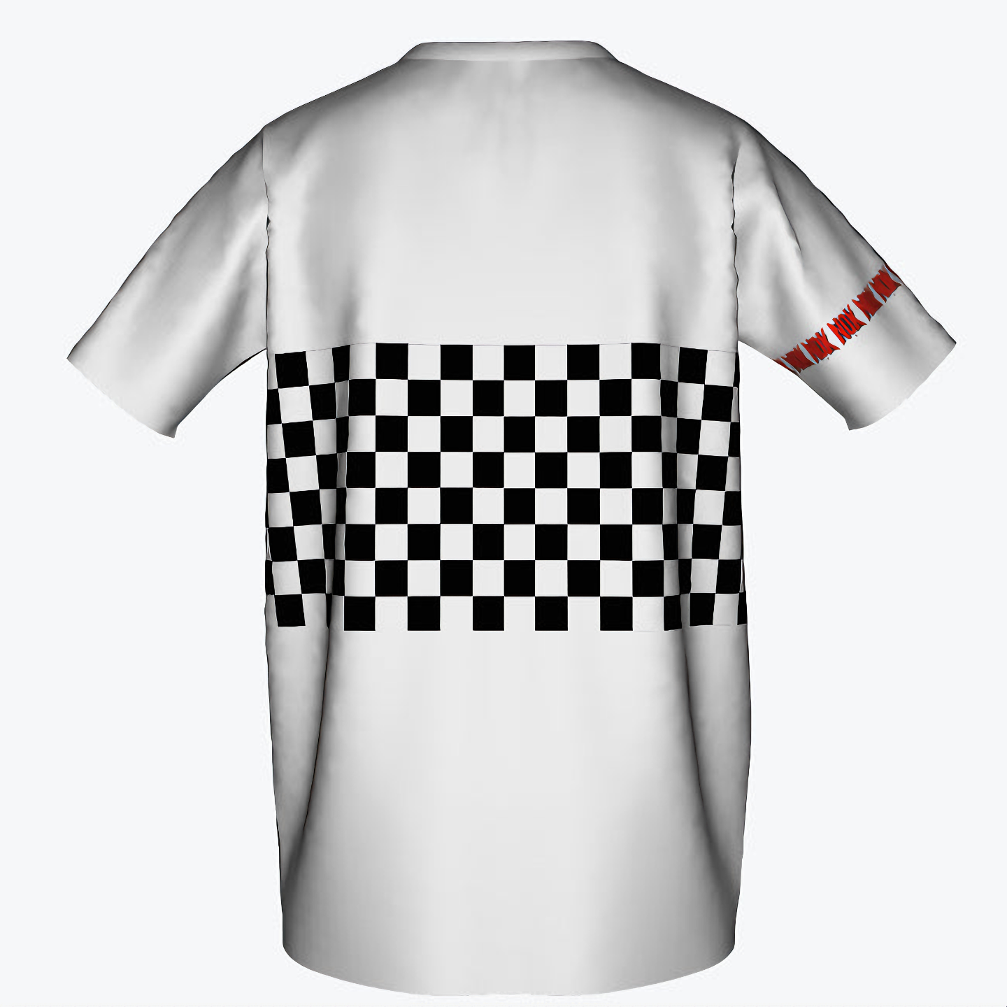 Kids ghost rocker checkered t-shirt with a rock-on hand graphic and NOK branding, perfect for stylish and edgy children's wear.